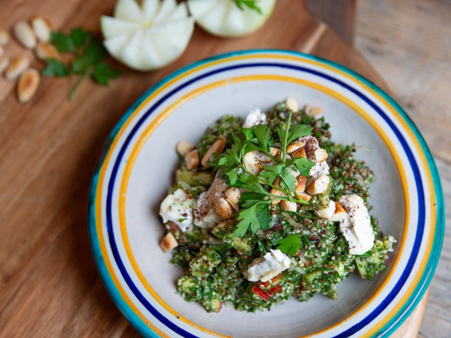 Tabouleh met boerenkool, appel en geitenkaas
