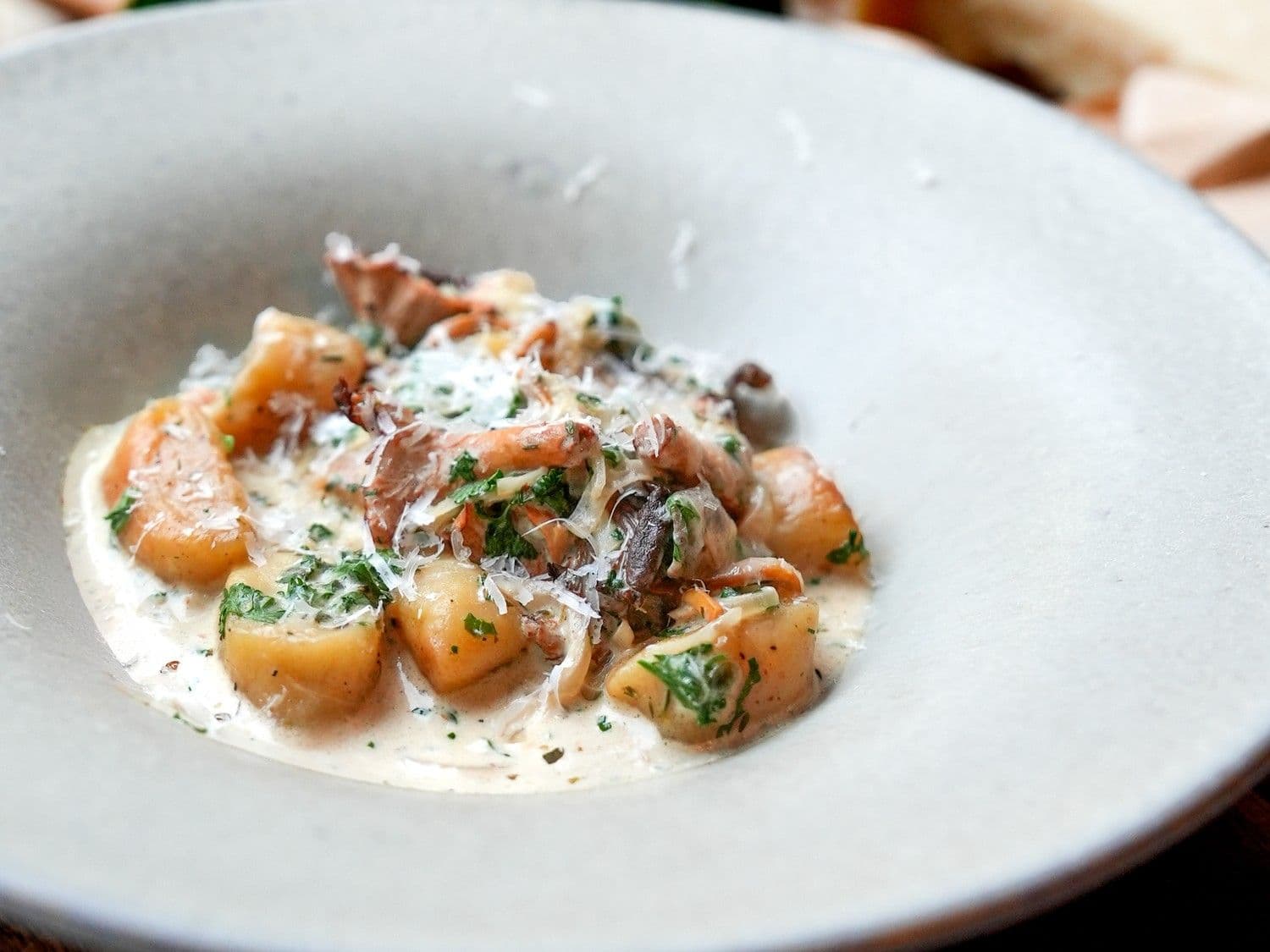 Gnocchi met boschampignons en kruidenkaas
