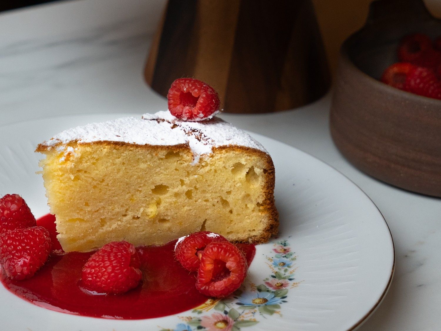 Citroencake met ricotta en frambozen