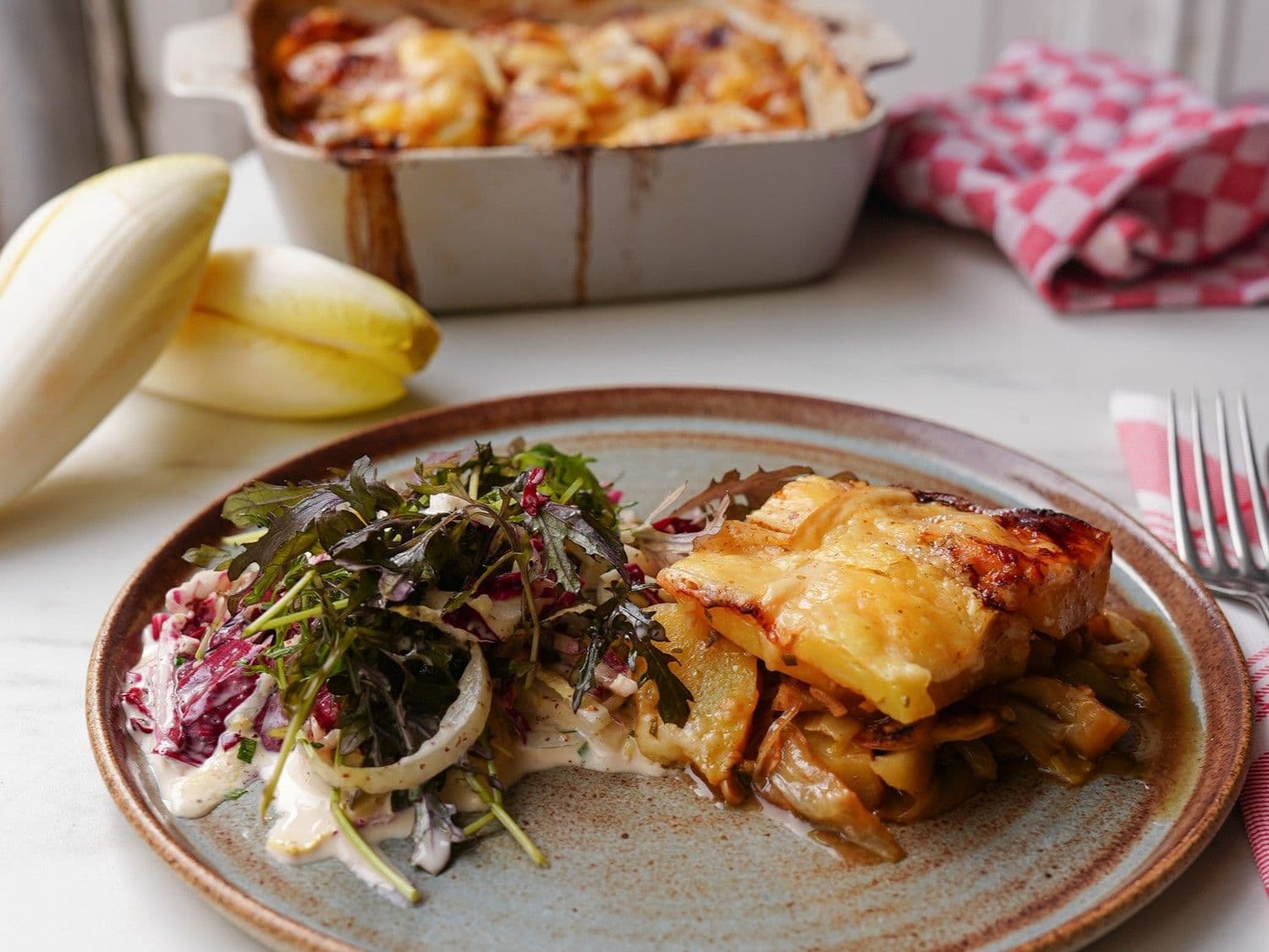 Tartiflette met witloof en Belgische kaas