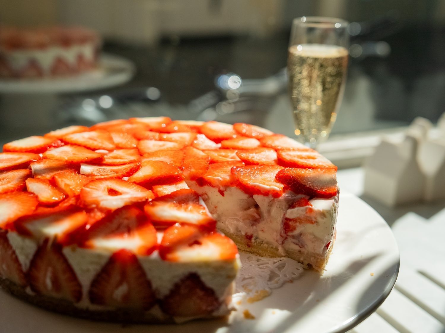 Cheesecake met aardbeien