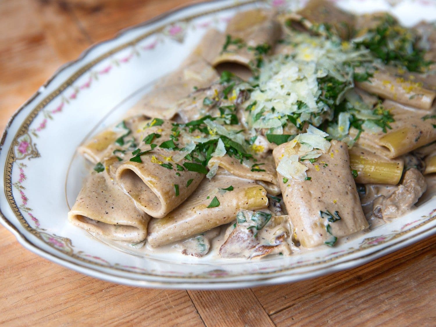 Paccheri met champignons