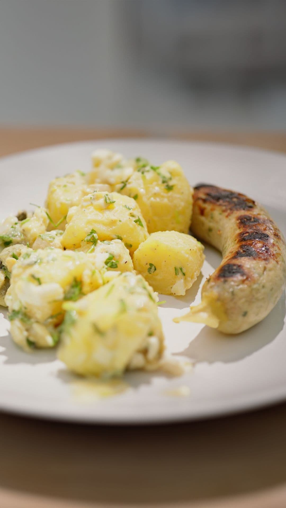 Koude aardappelsalade met Luikse pens