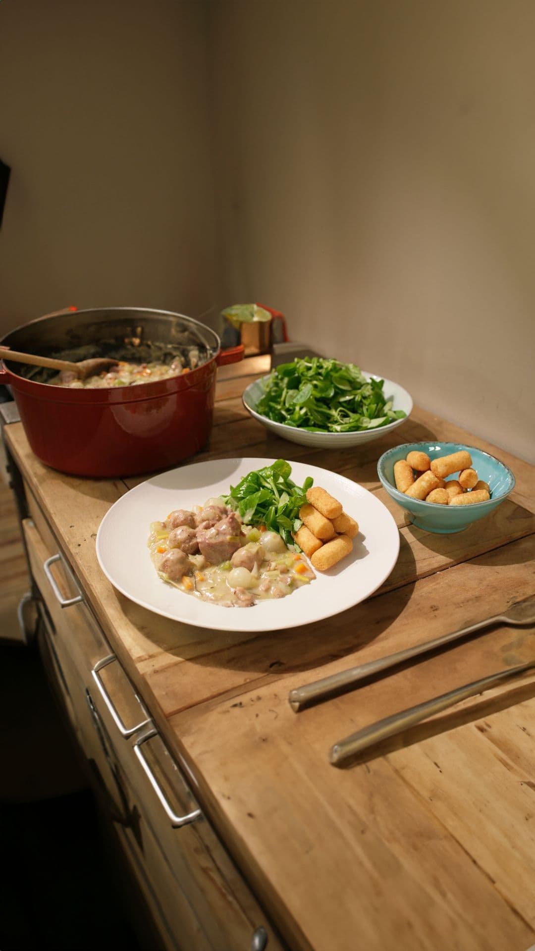 Kalfsfricassee met kroketten