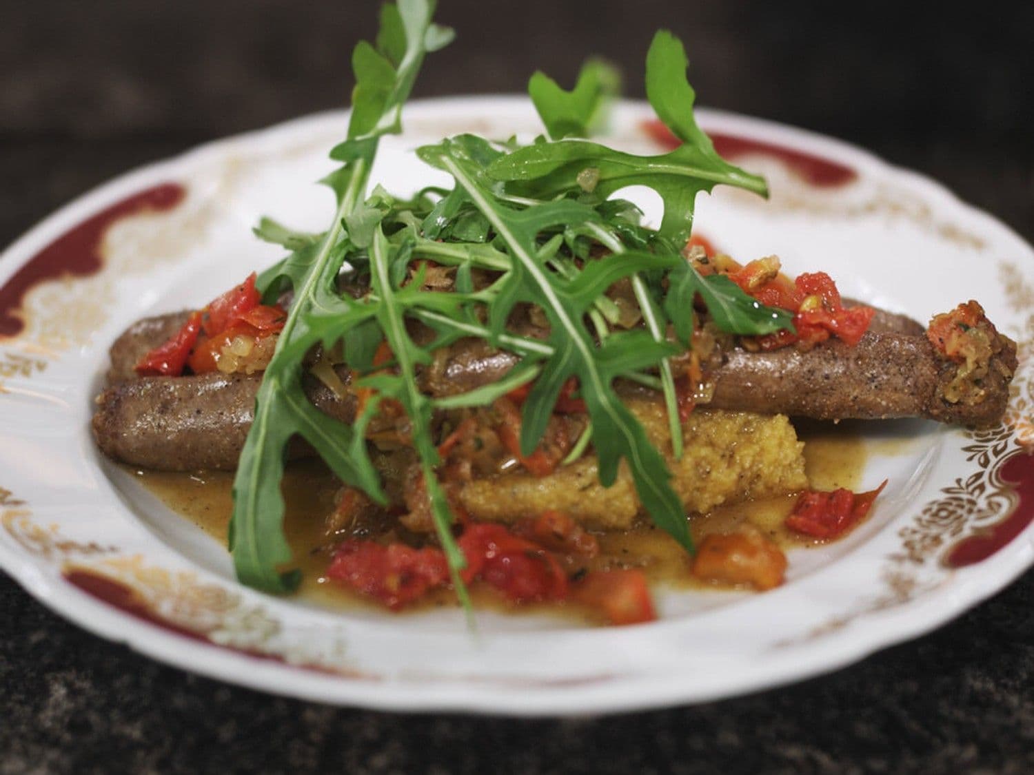 Chipolata's met polenta