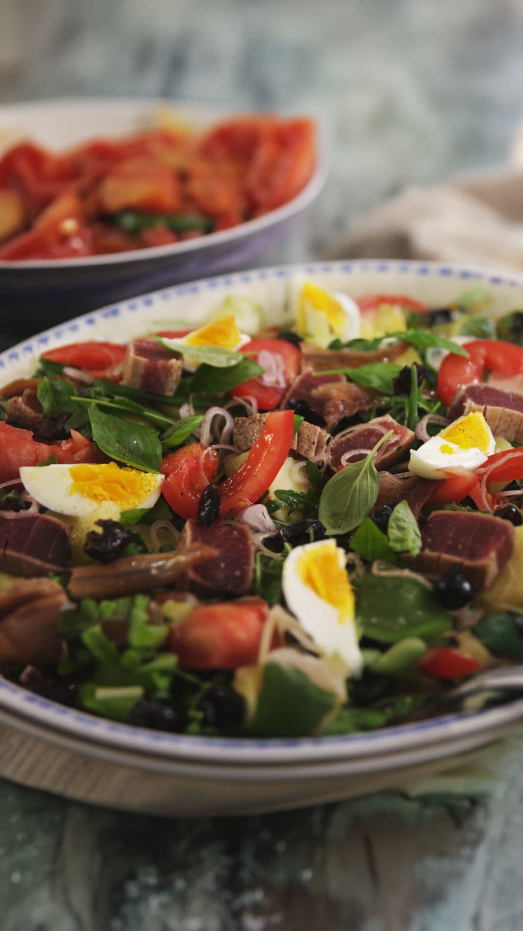 Salade niçoise met verse tonijn