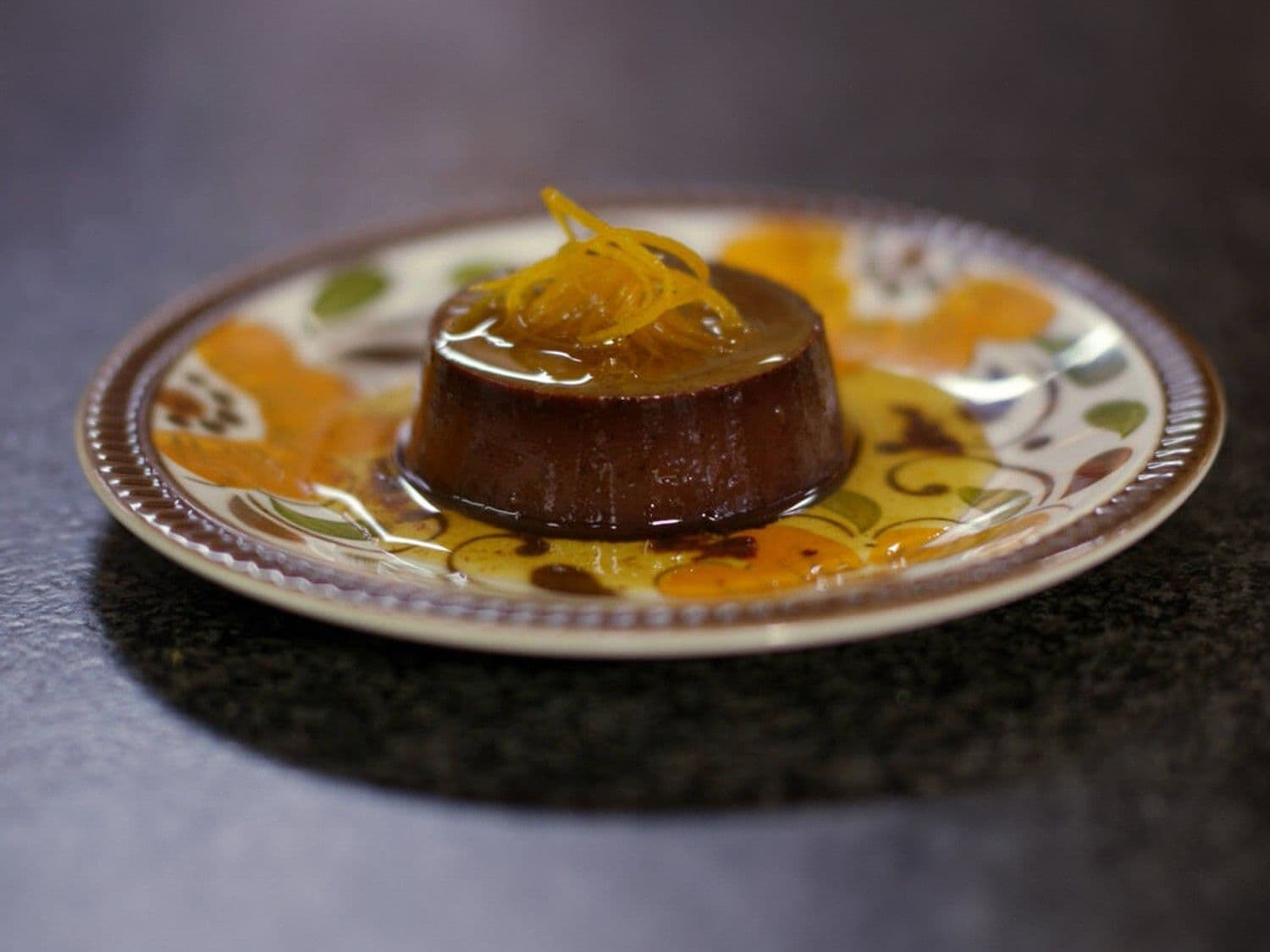 Chocoladeflan met sinaasappelkaramel