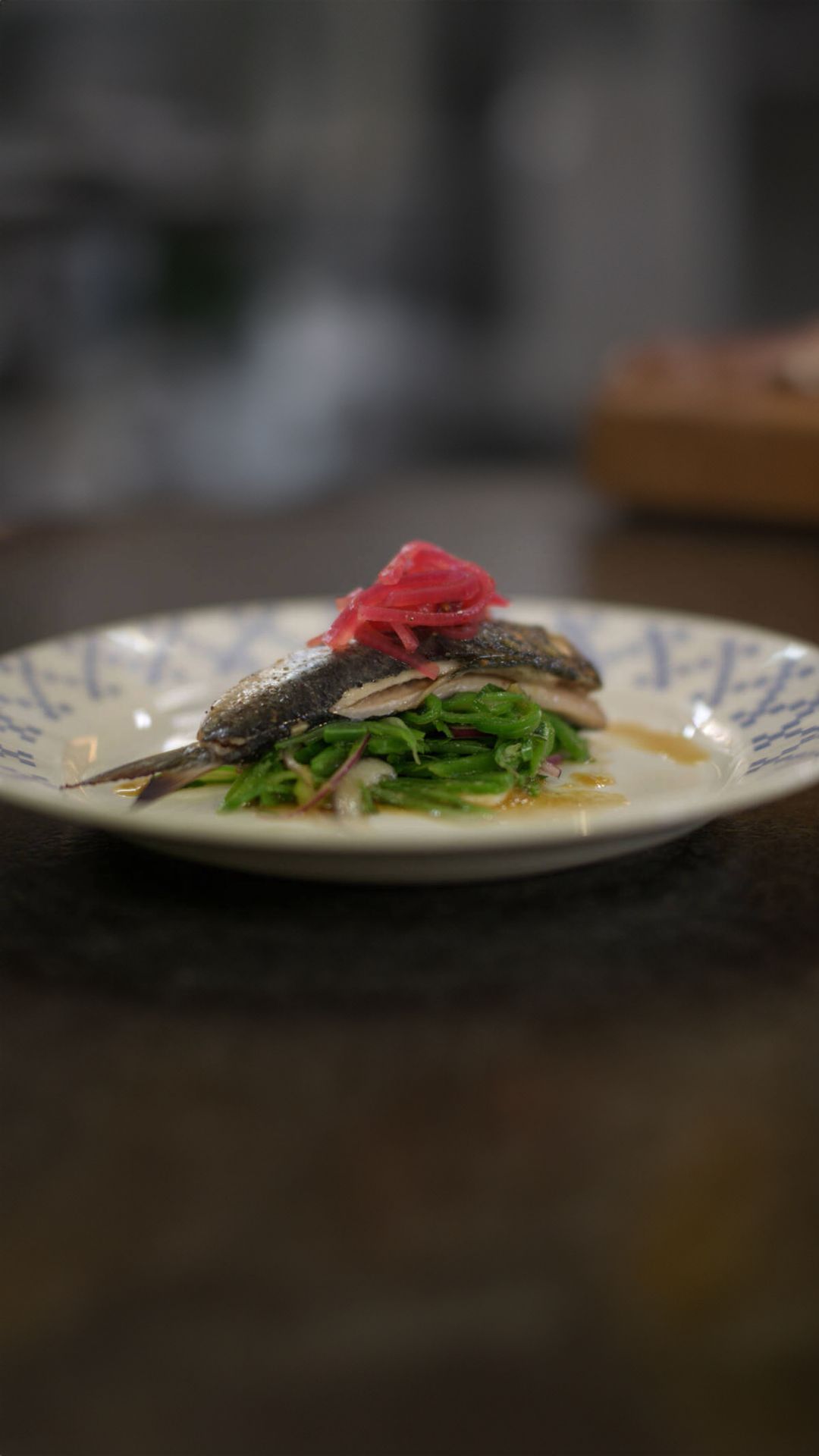 Sardines, salade met snijbonen en sojavinaigrette