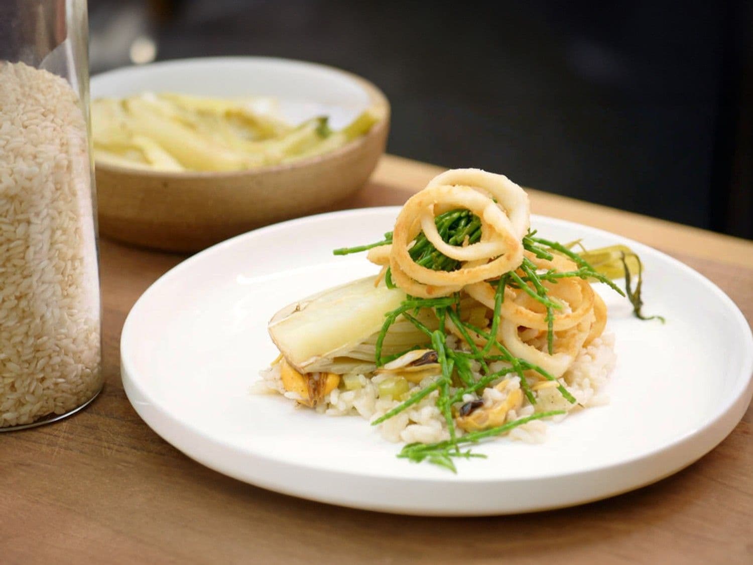 Risotto met mosselen en inktvis