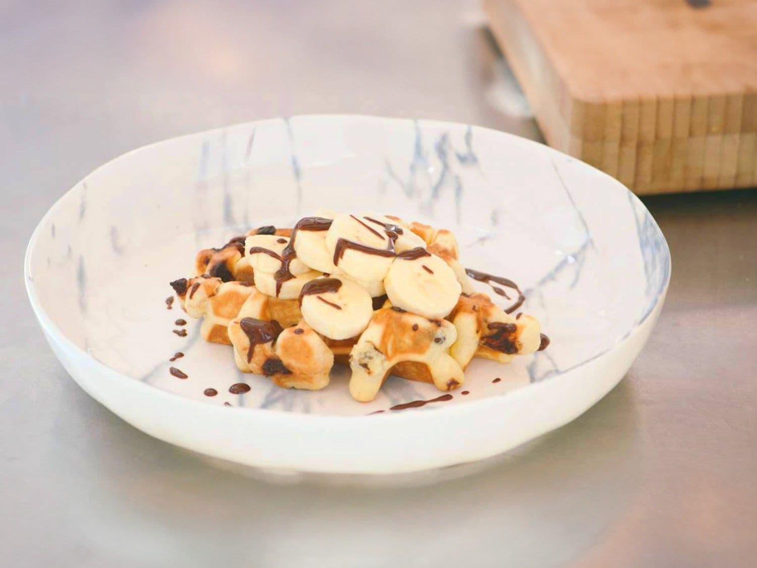 Chocoladewafeltjes met banaan