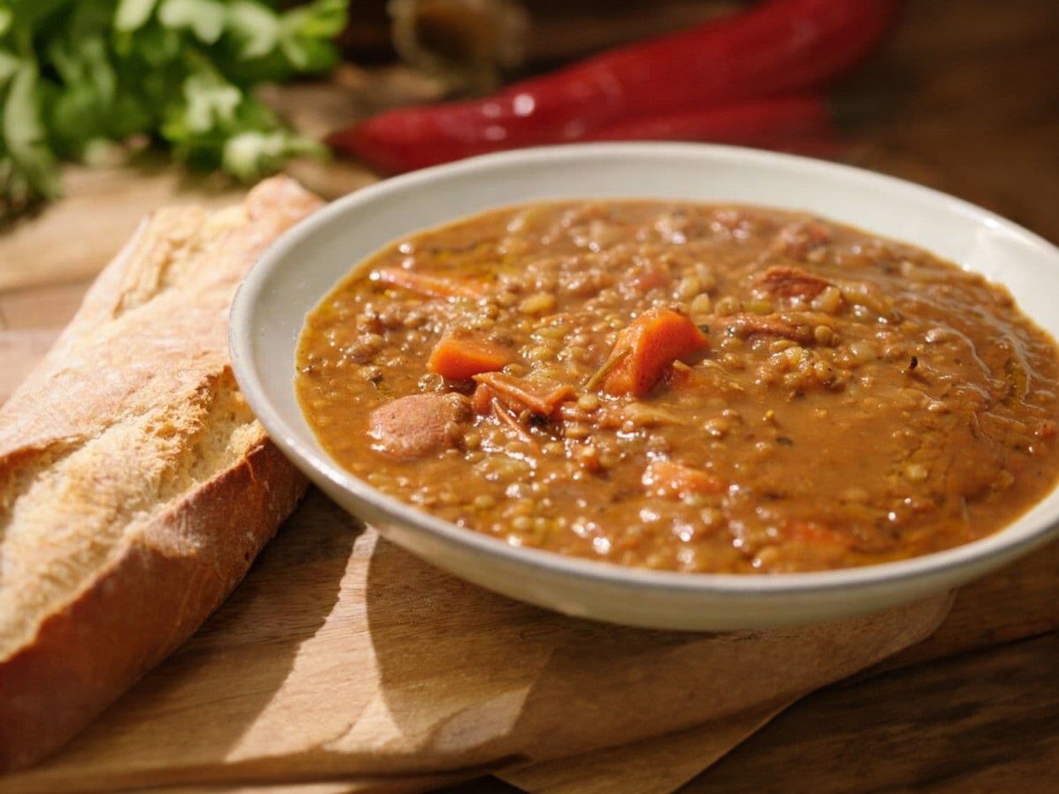 Spaanse linzensoep met chorizo