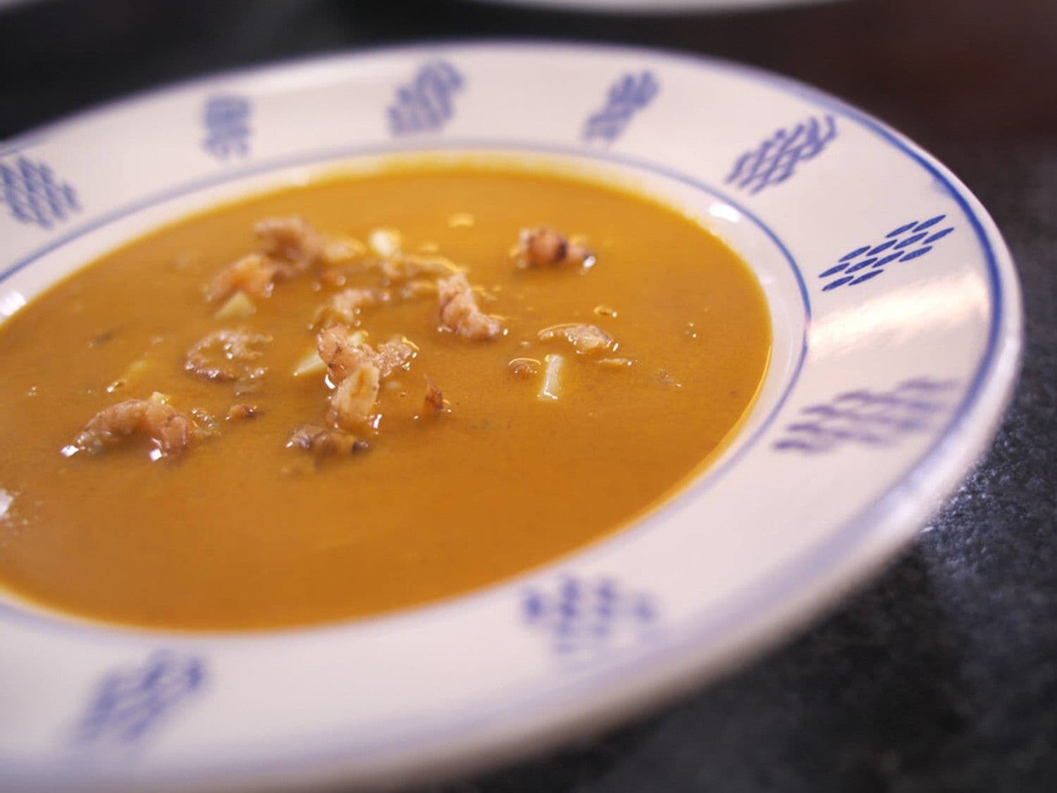 Tomatensoep met garnalen en Rodenbach