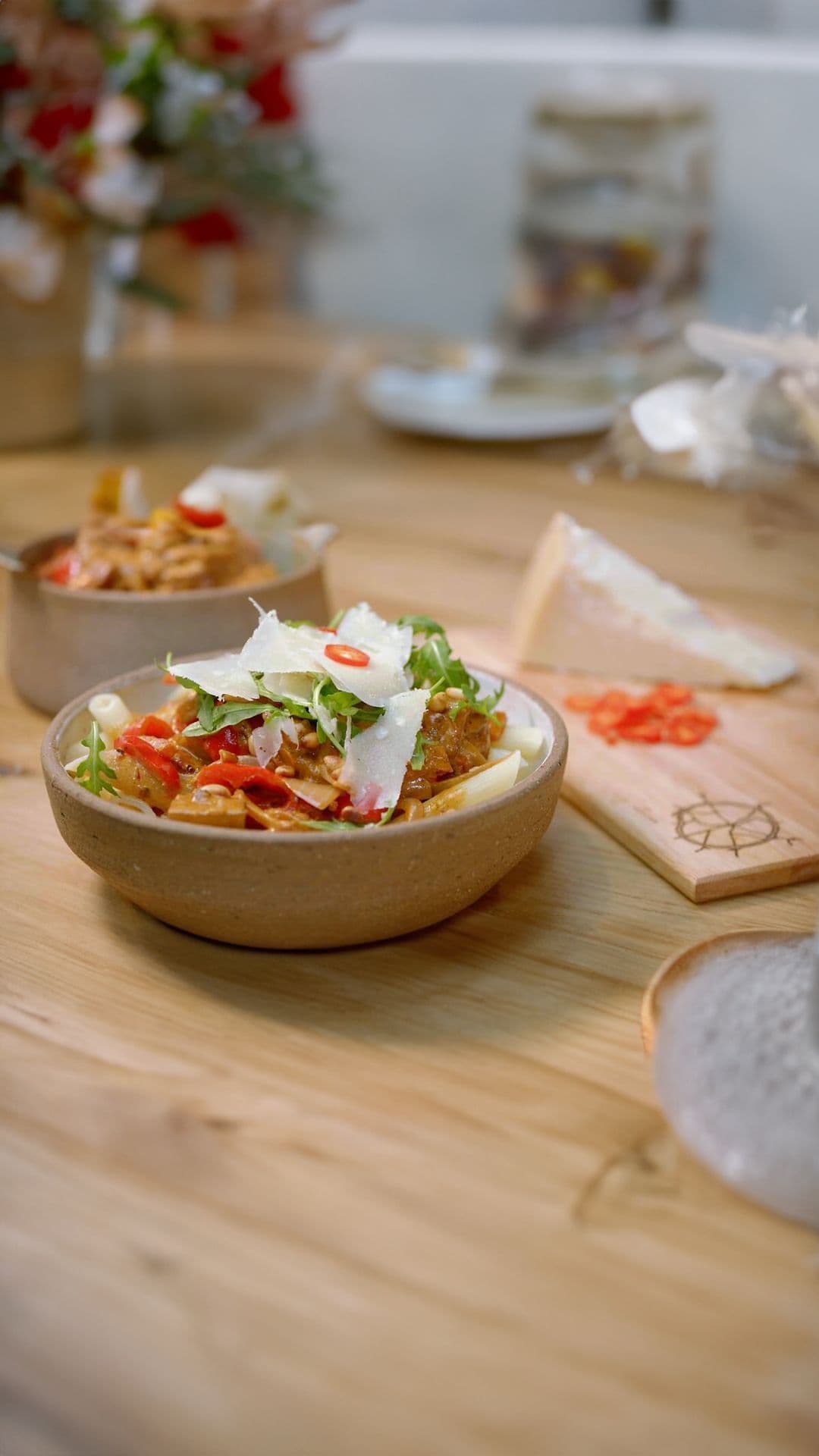 Penne met aubergine en chorizo