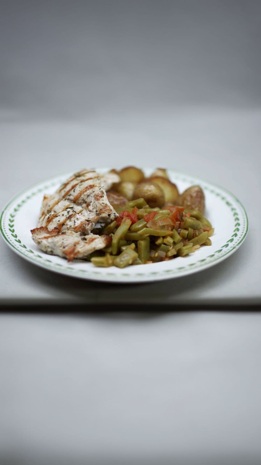 Gegrilde kalkoenlapjes met snijboontjes en aardappelen
