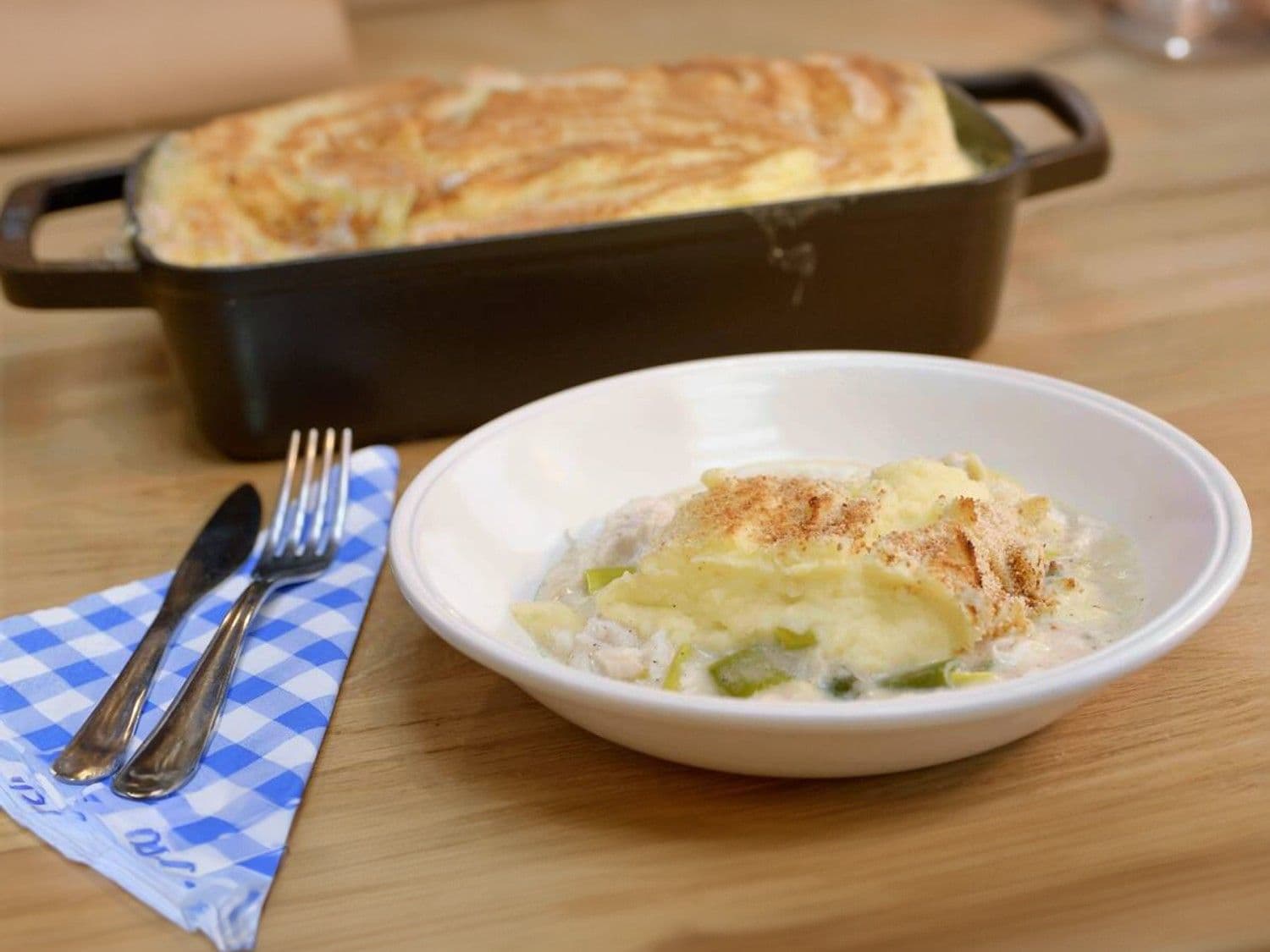 Fish pie met heek en prei