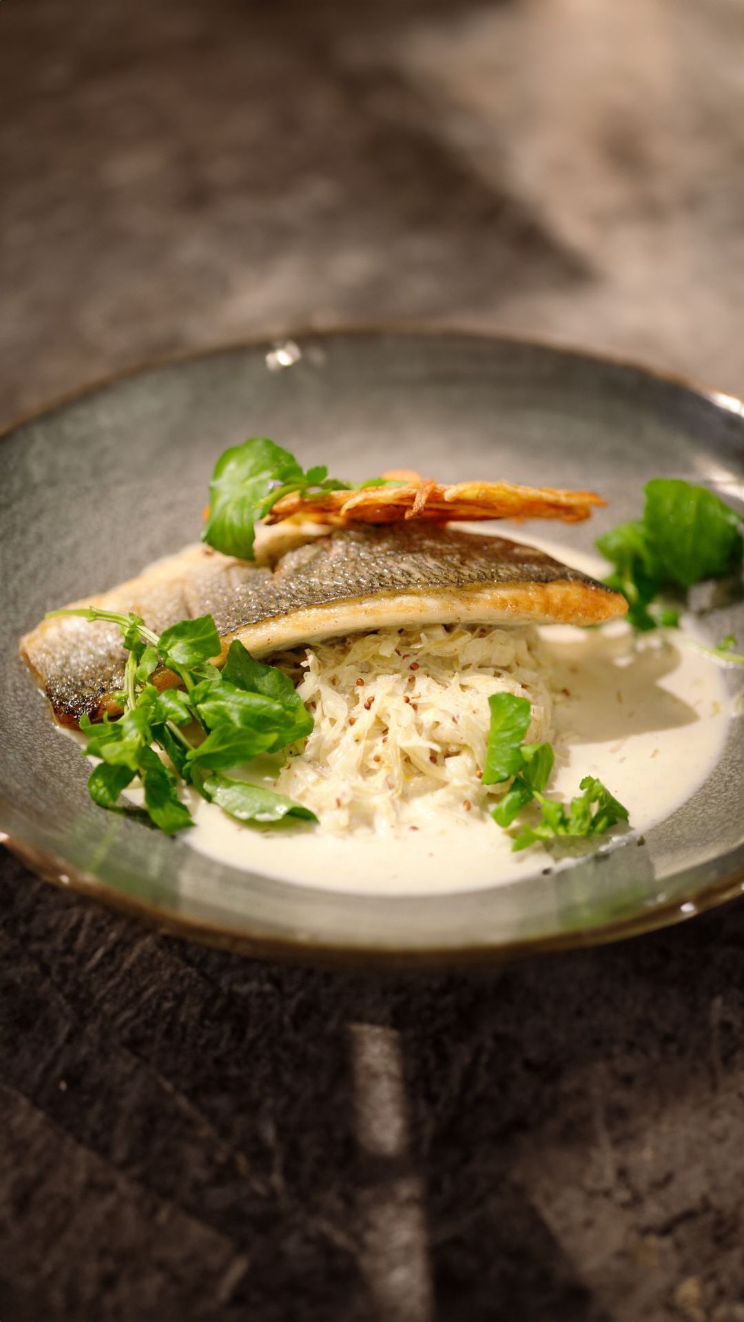 Goudbrasem met aardappelrösti en zuurkool