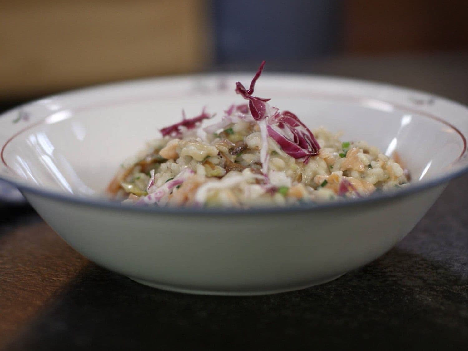 Risotto met witloof en gerookte zalm