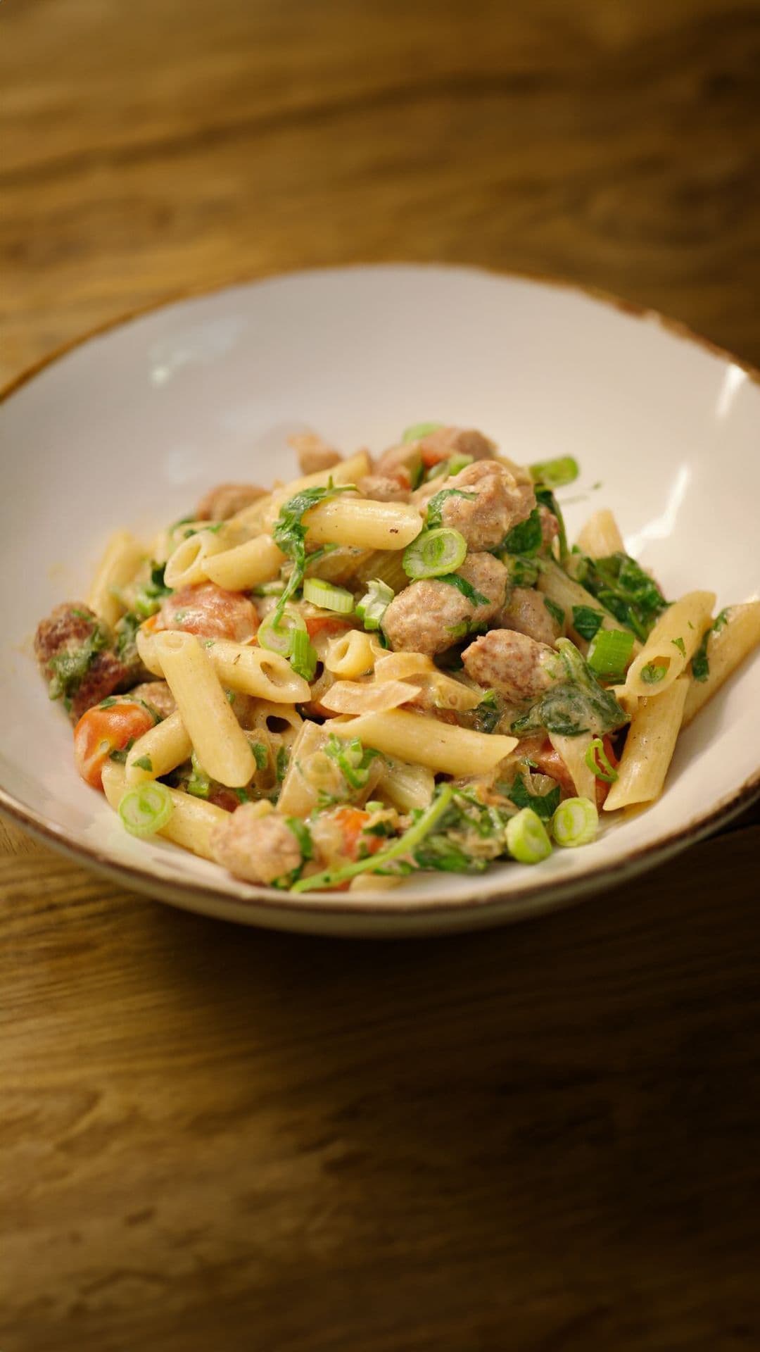 Pasta met venkel, spinazie en merguez