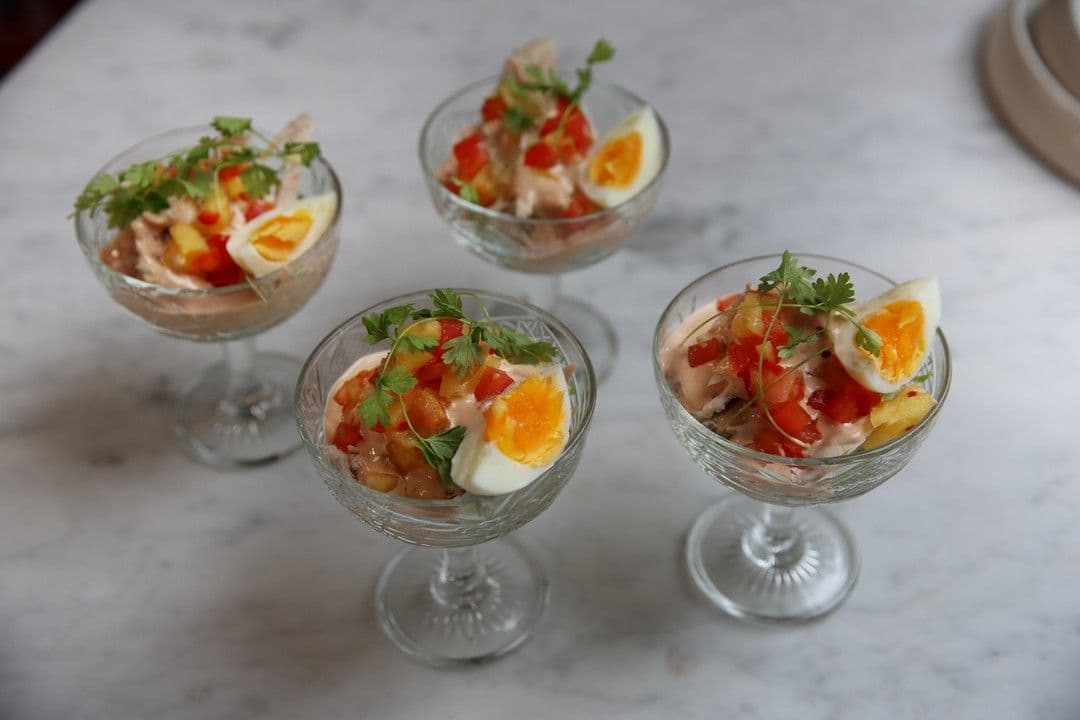 Cocktail met kip Hawaï en rijst