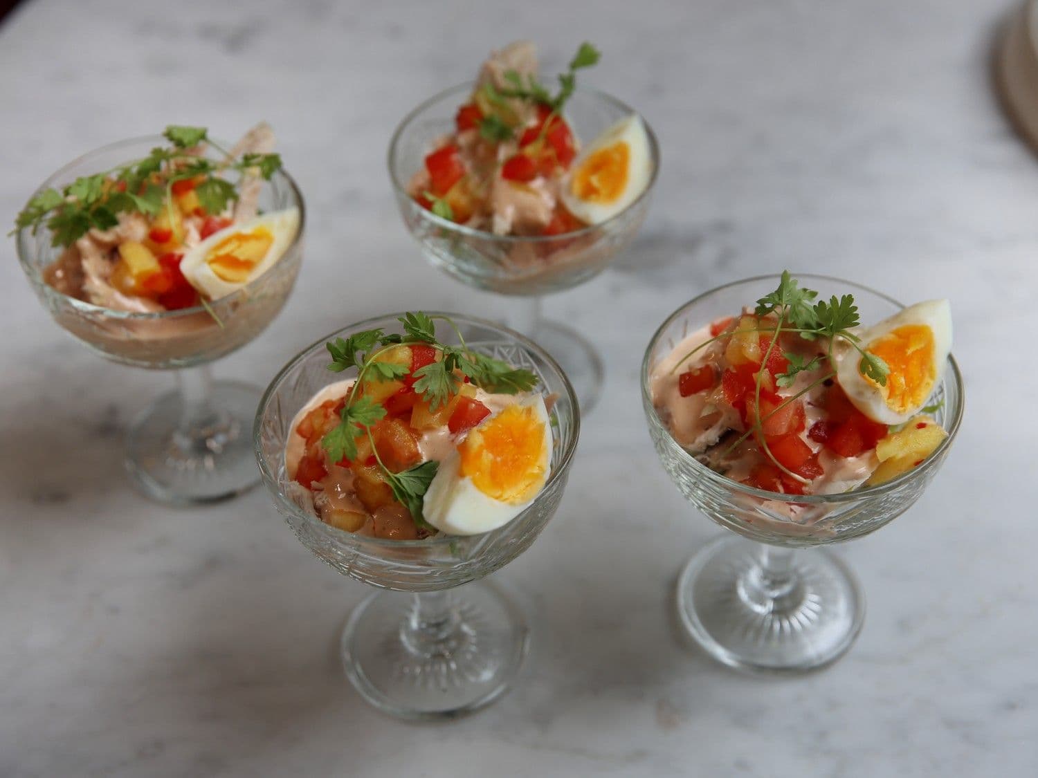 Cocktail met kip Hawaï en rijst