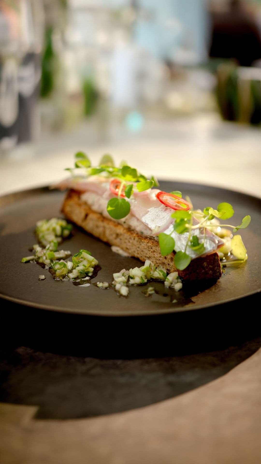 Rillette van makreel en gemarineerde makreel met zuurdesemtoast