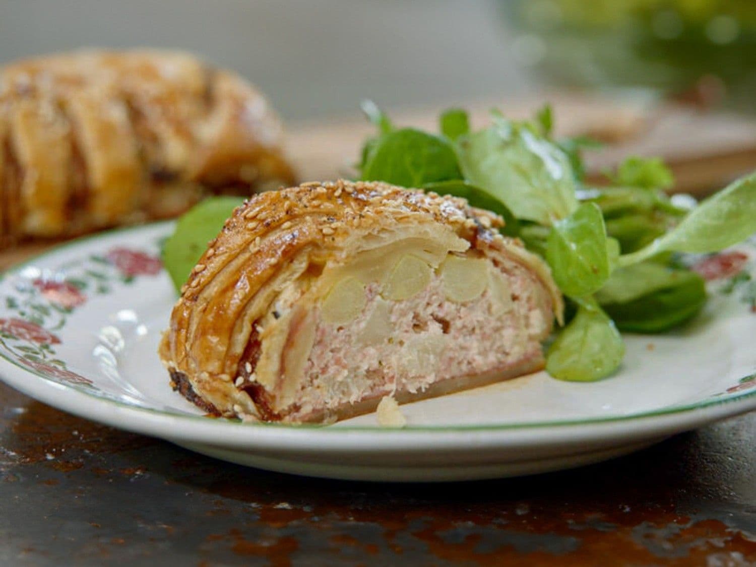 Strudel van Gandaham, asperges, ricotta en parmezaan