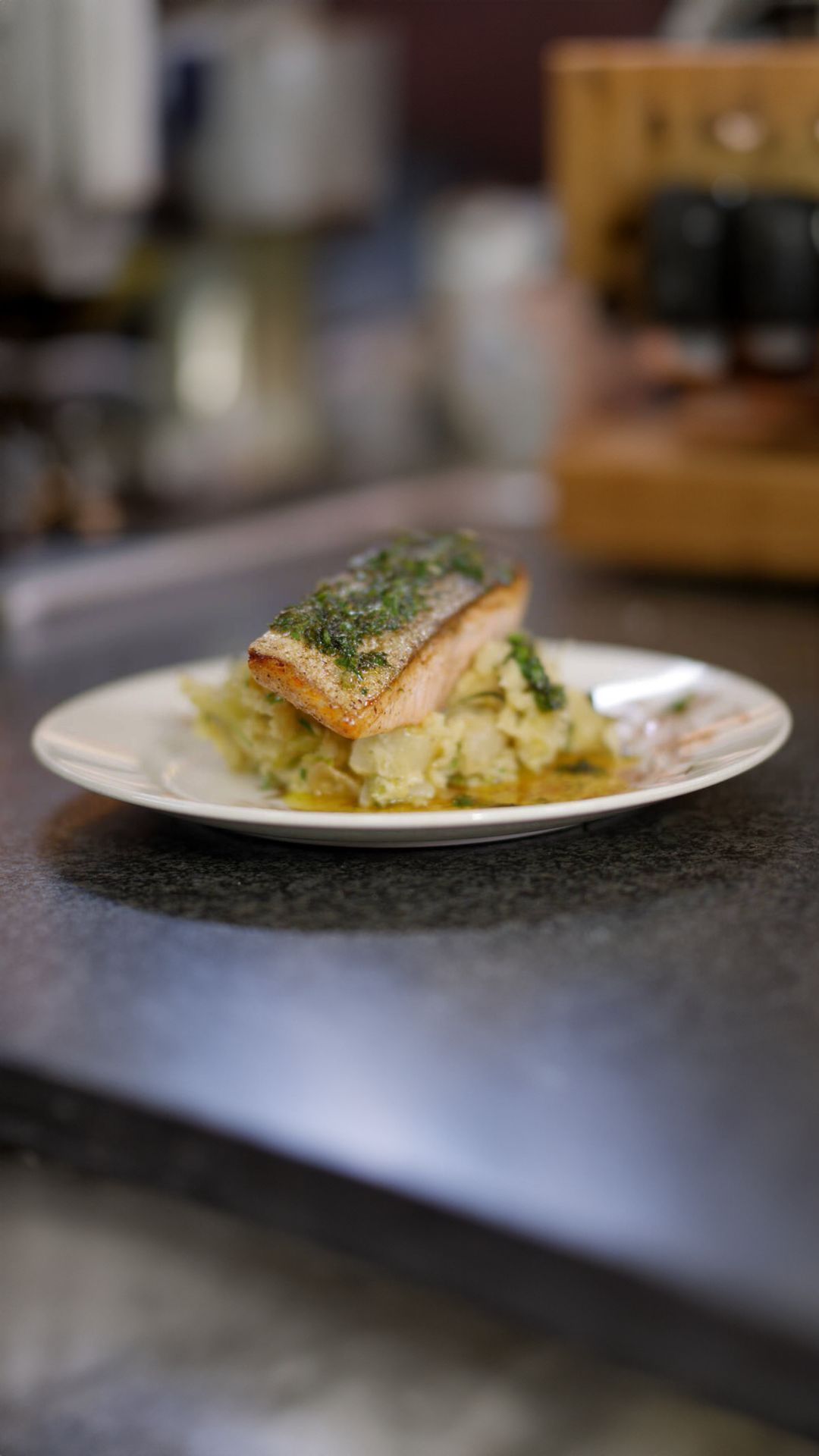 Zalm met selderstoemp