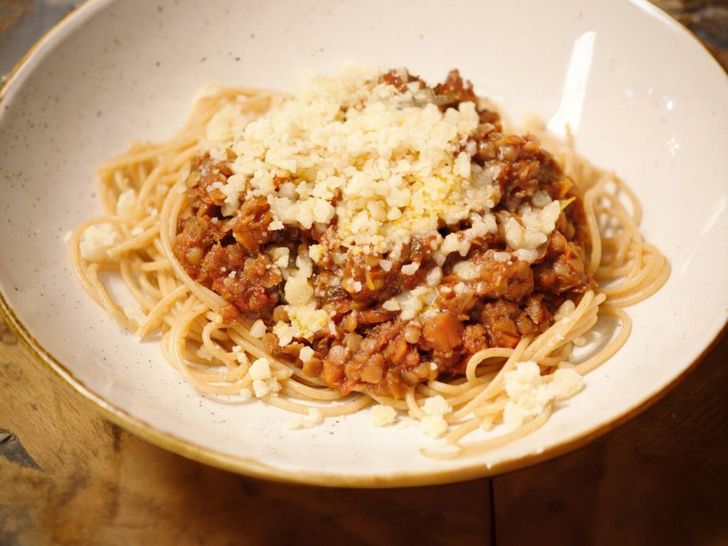 Spaghetti bolognese met linzen