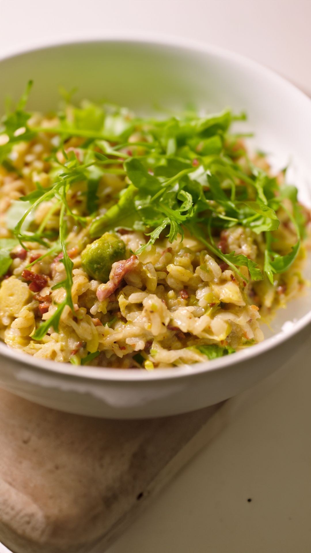 Risotto met spruitjes en spek