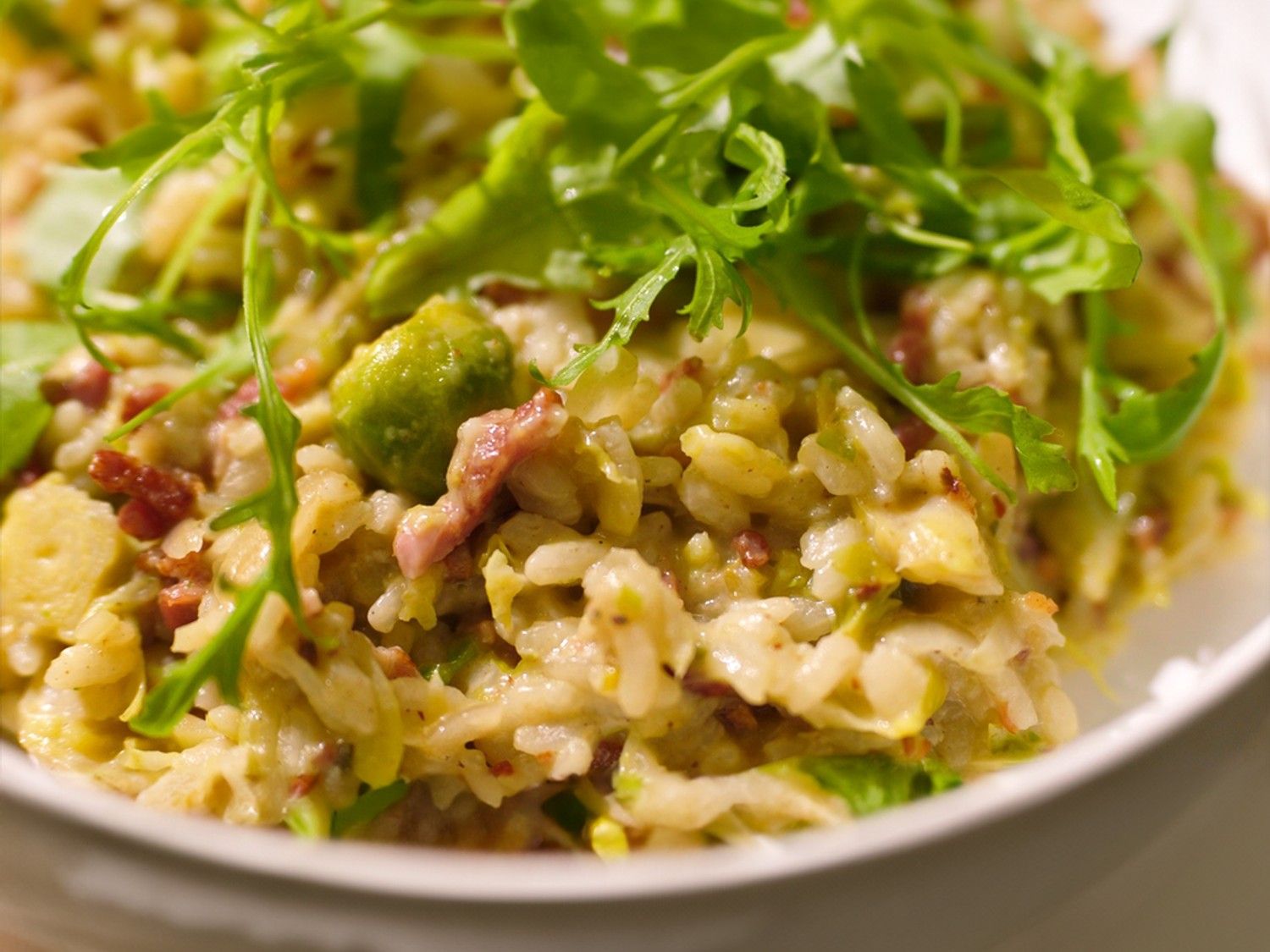 Risotto met spruitjes en spek