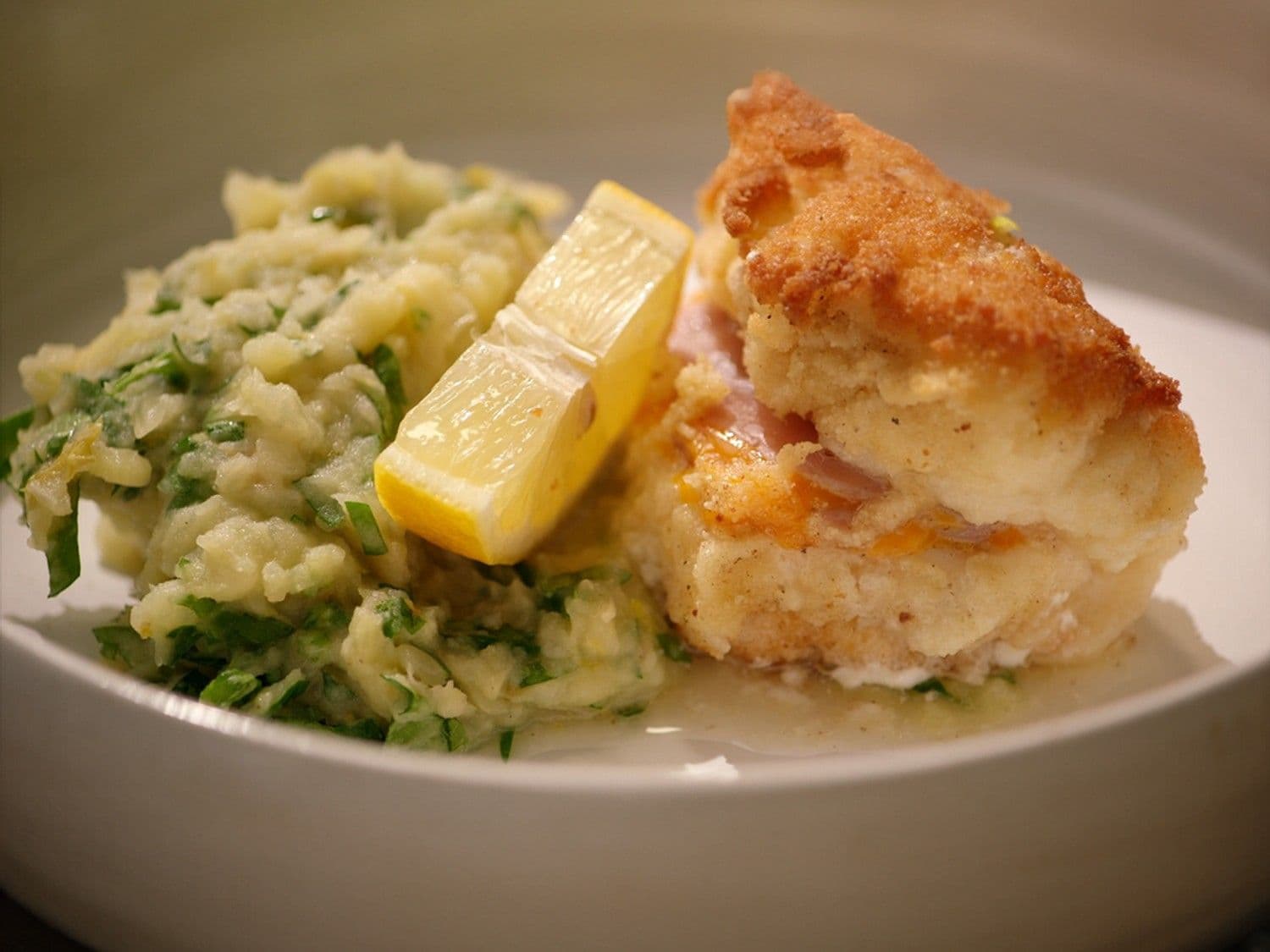 Cordon bleu van zeeduivel met mimolette