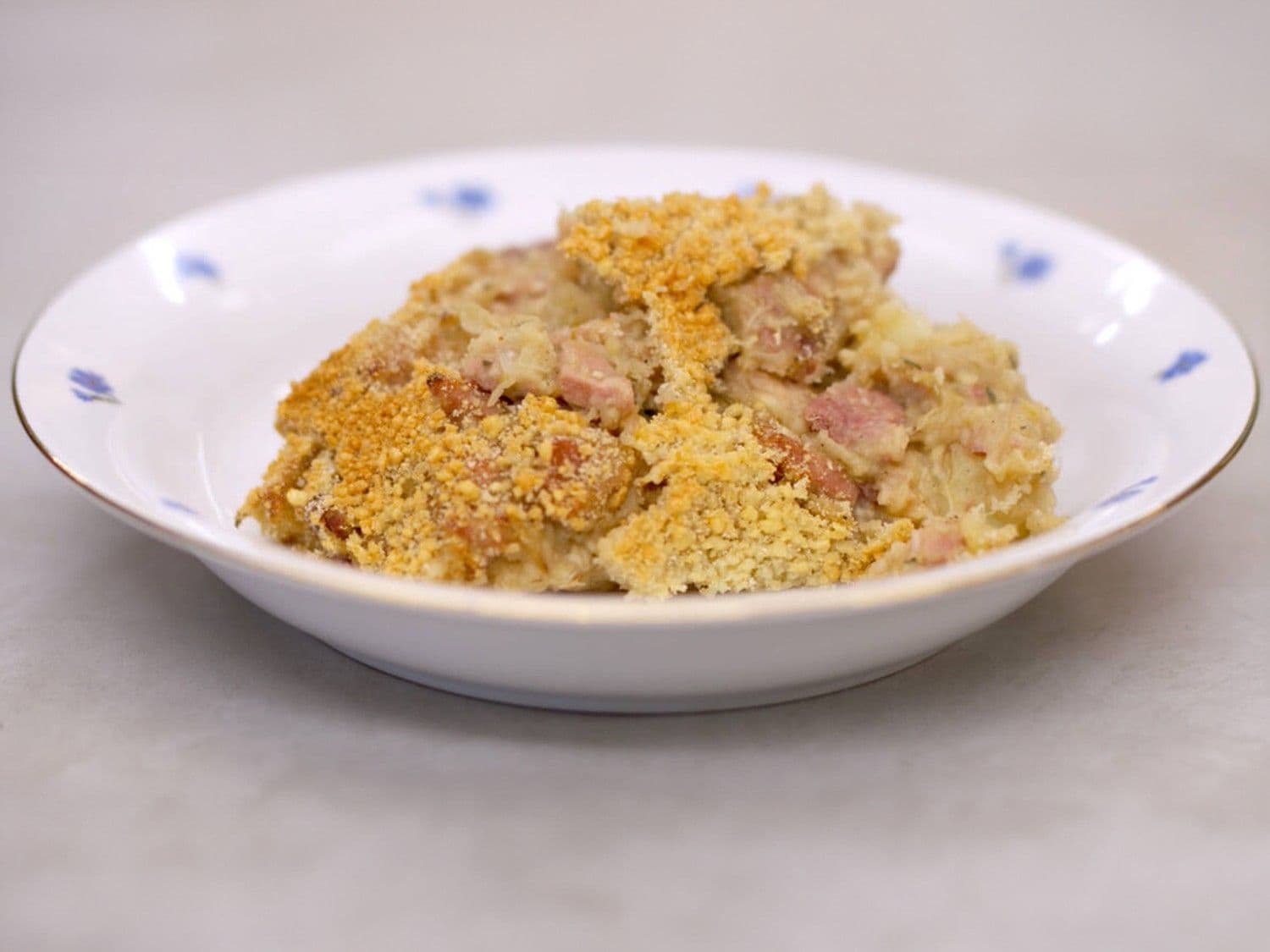 Stoemp met witloof, ham en kaas