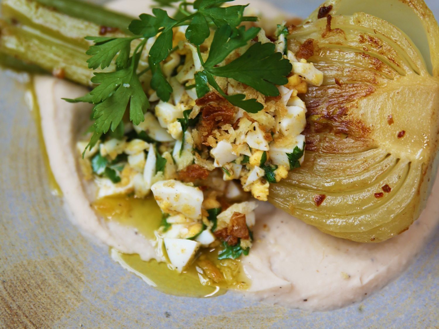 Venkel à la flamande met crème van witte boontjes