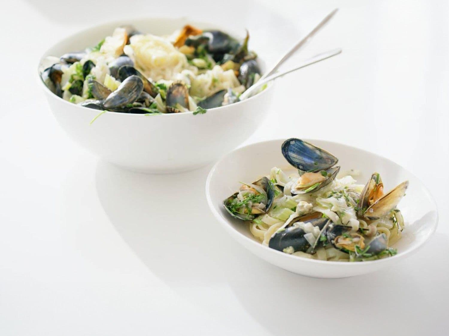 Pasta met venkel, mosselen en pastis