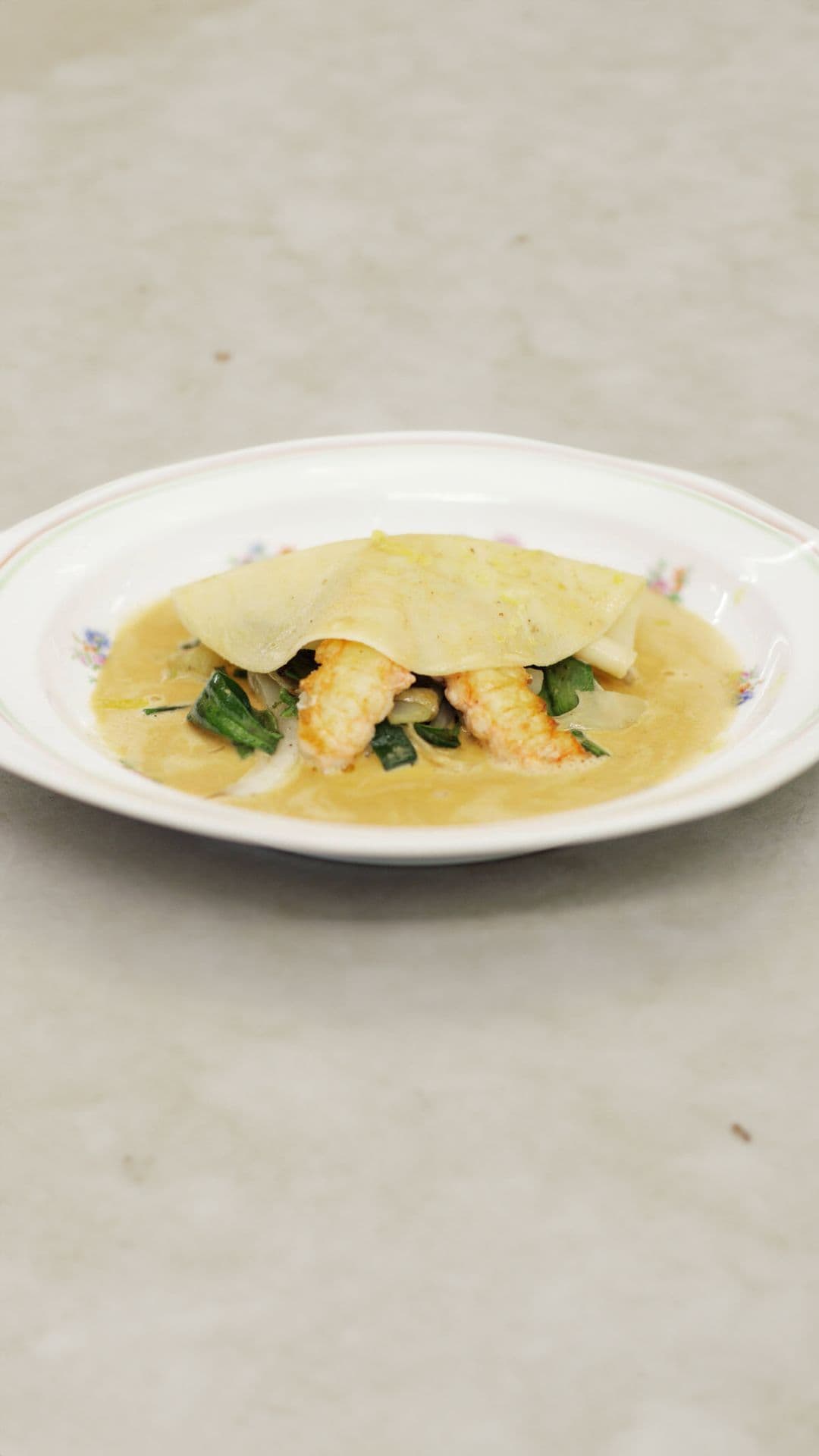 Open ravioli met verse langoustines