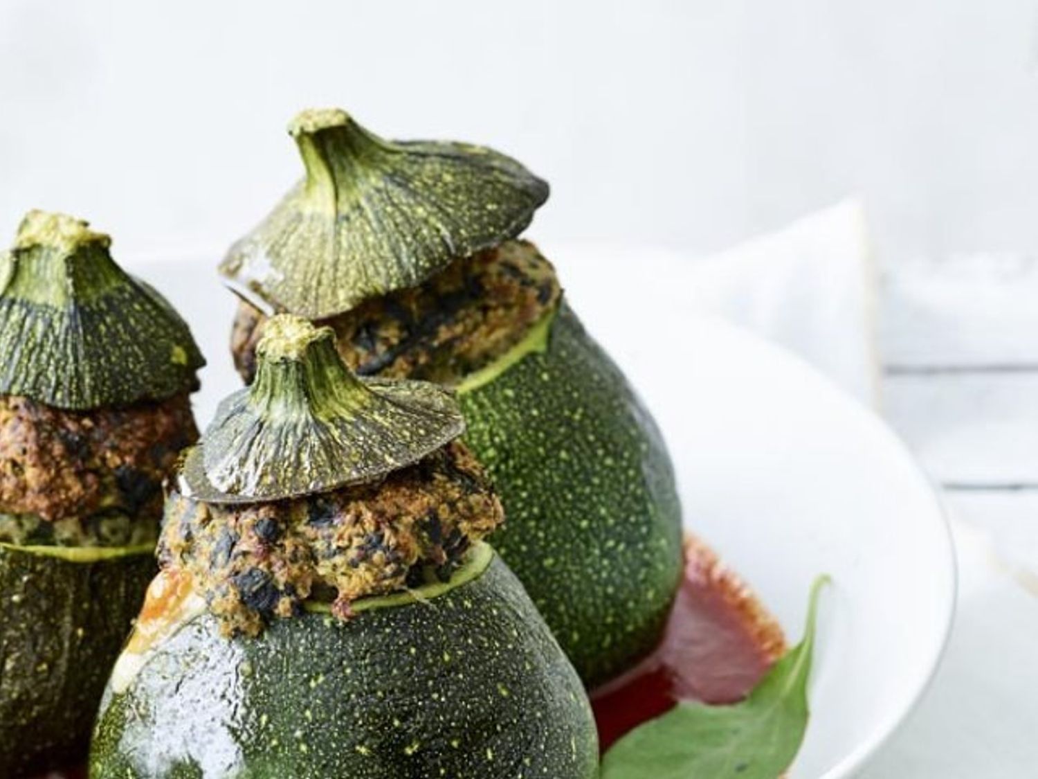 Gevulde courgette met gehakt en spinazie