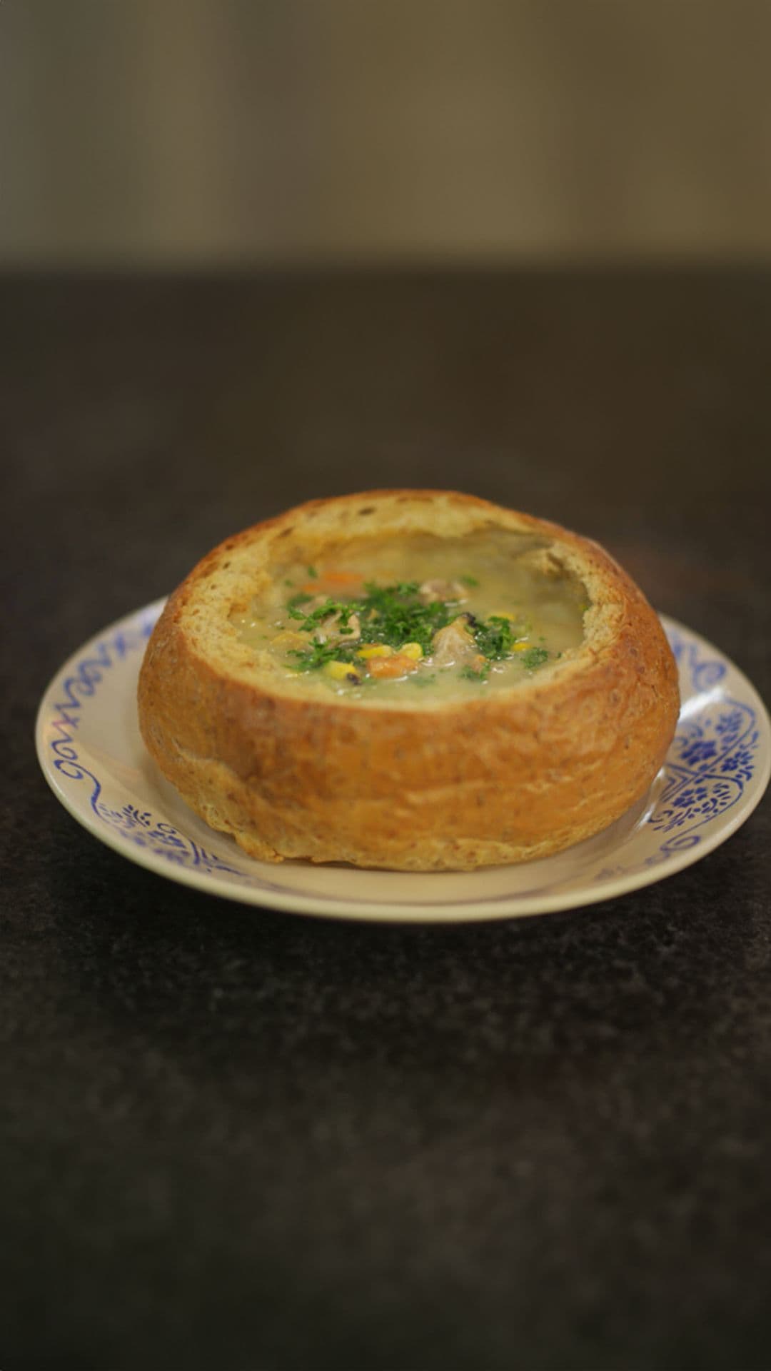 Chowder met venusschelpen en mais
