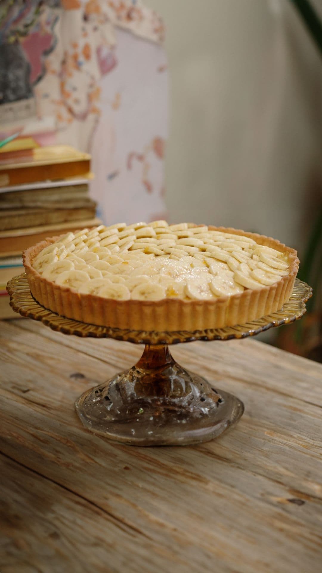 Bananentaart met rice krispies en witte chocolade