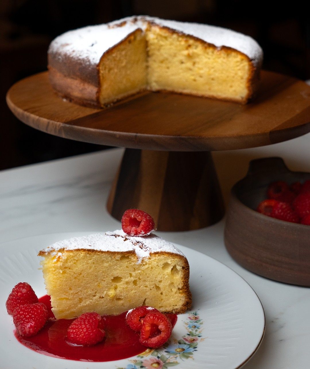 Citroencake met ricotta en frambozen