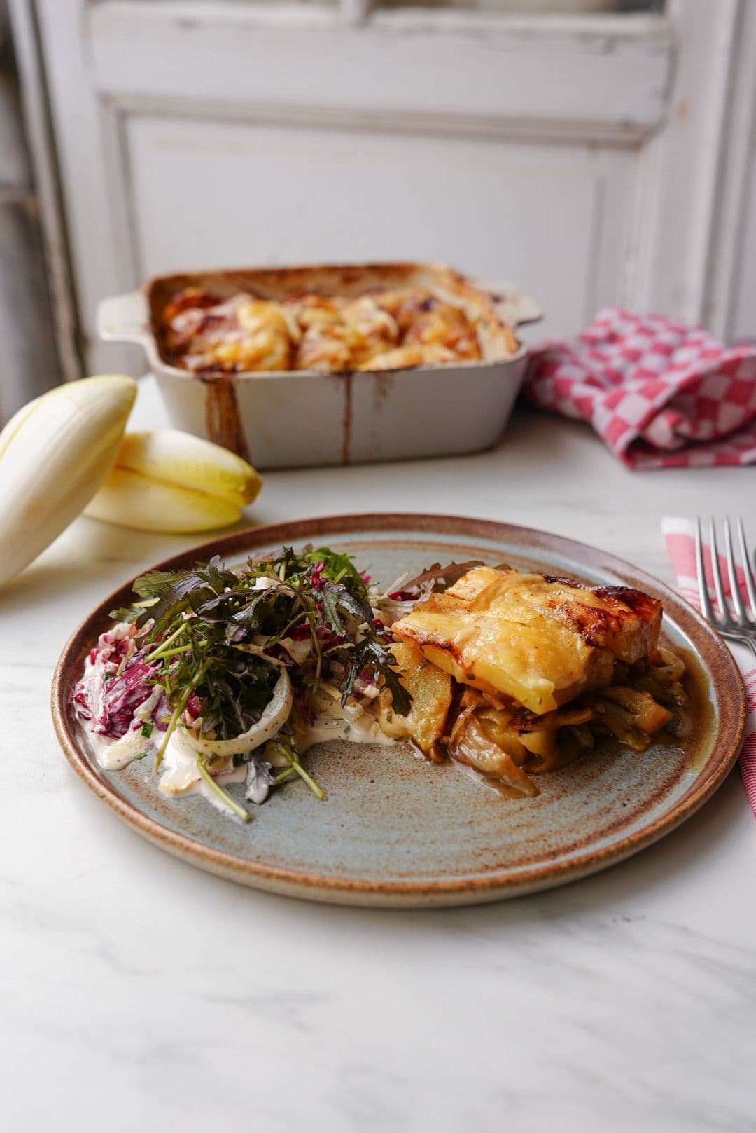 Tartiflette met witloof en Belgische kaas