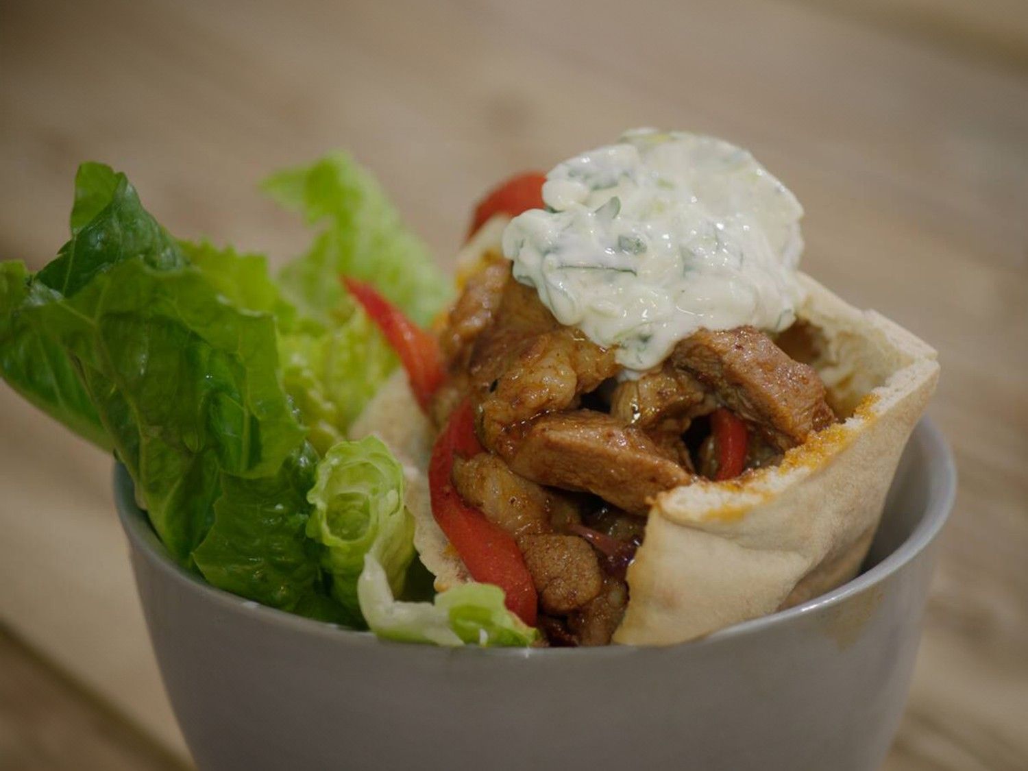 Pita met gyros van varkensvlees