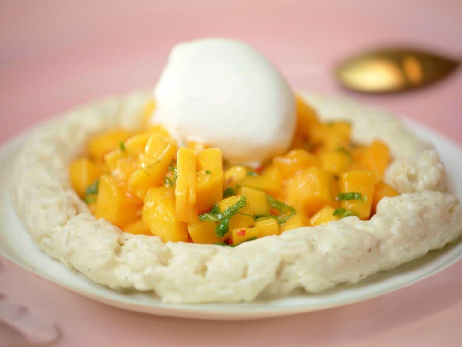 Rijstpap met kokos en mango