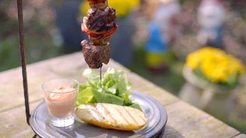 Reuzenbrochetten met andalousesaus