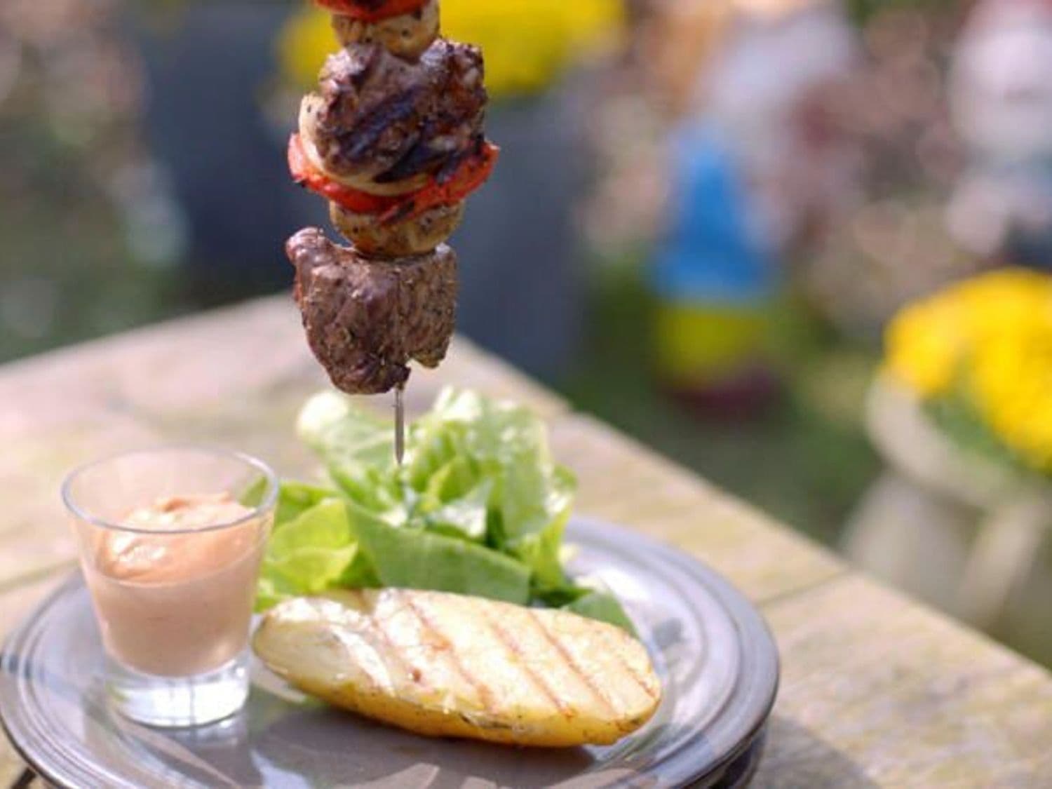 Reuzenbrochetten met andalousesaus
