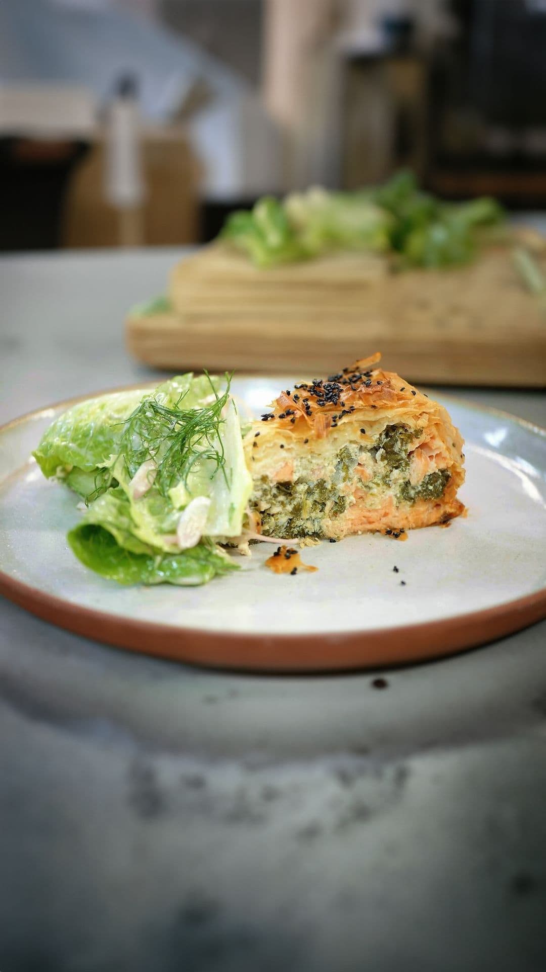 Zalmpastei met boerenkool en ricotta