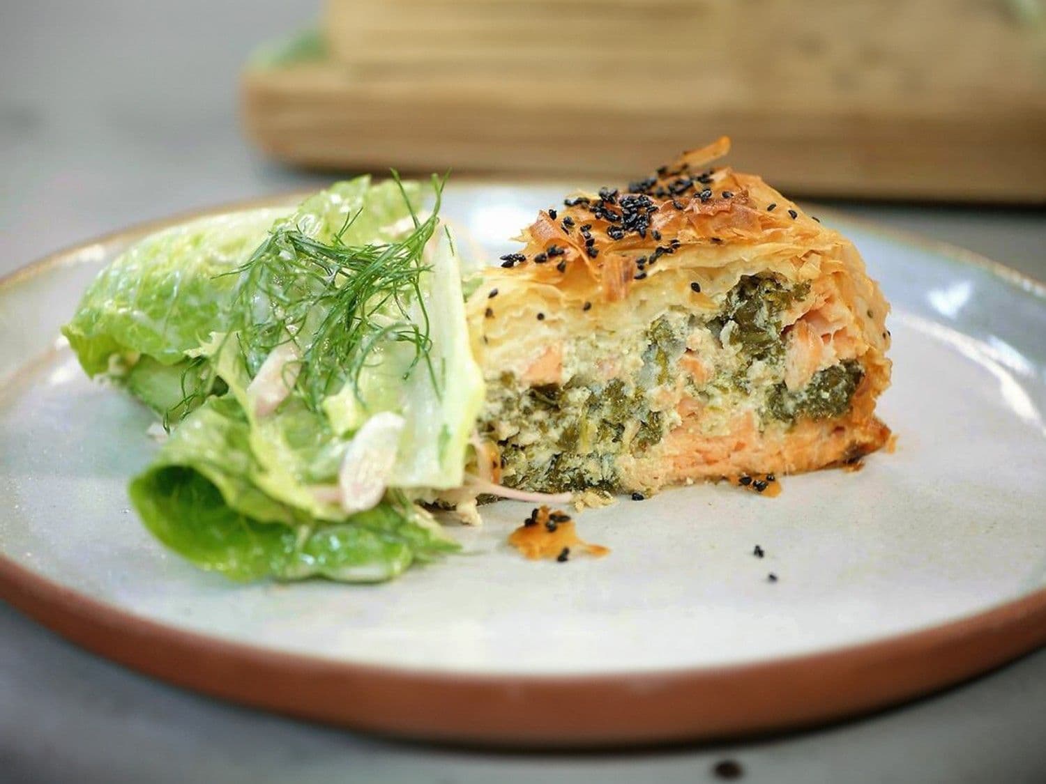 Zalmpastei met boerenkool en ricotta