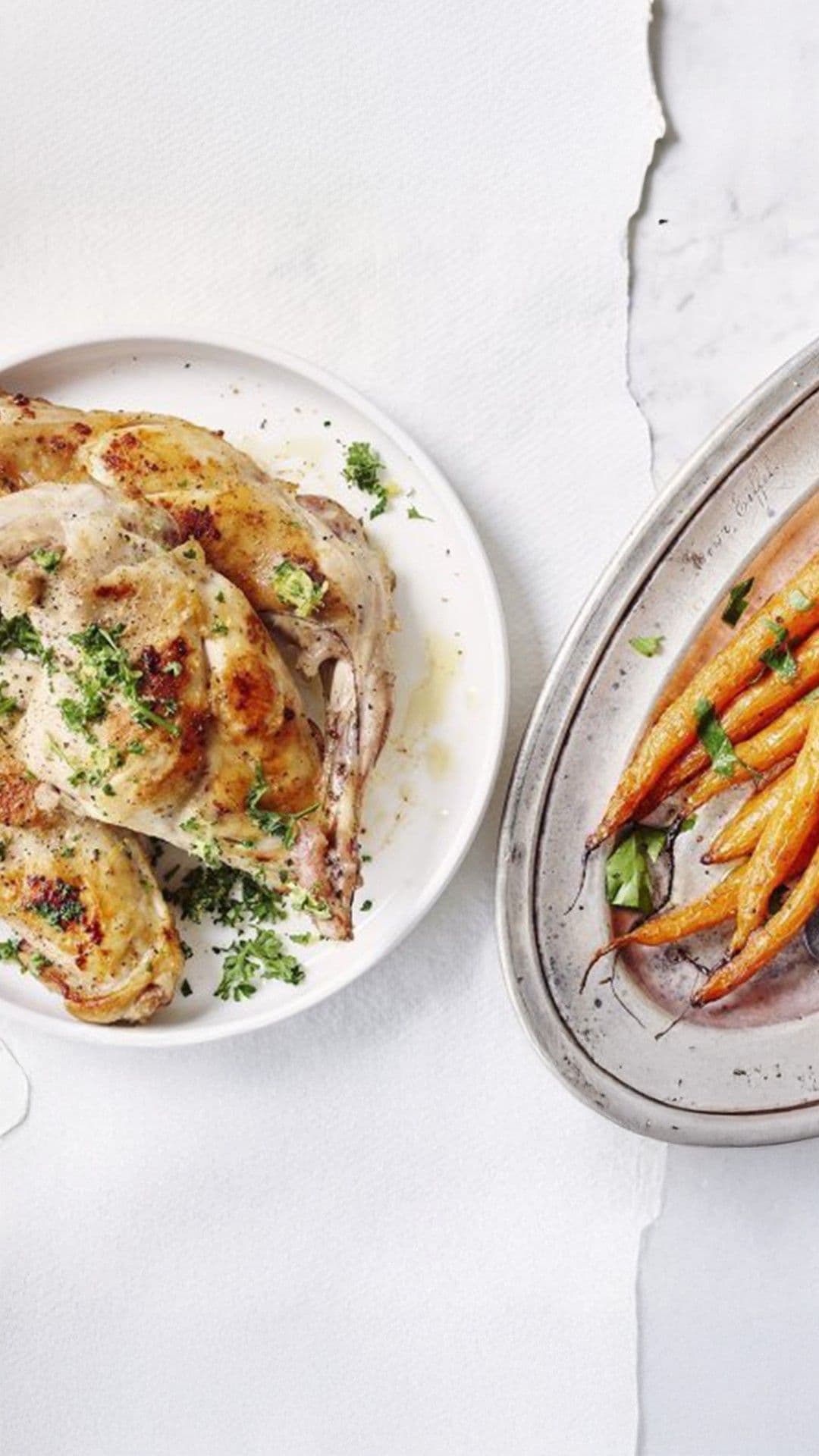 Konijnenbouten met gremolata, wortelen en parelcouscous