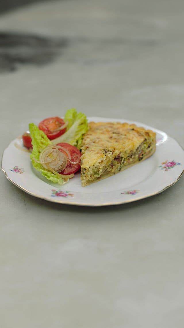 Quiche met ham, prei en oesterzwammen