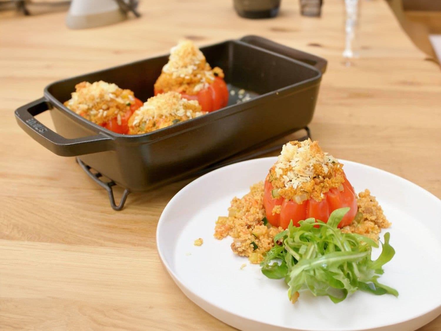 Gevulde tomaten met merguez en couscous