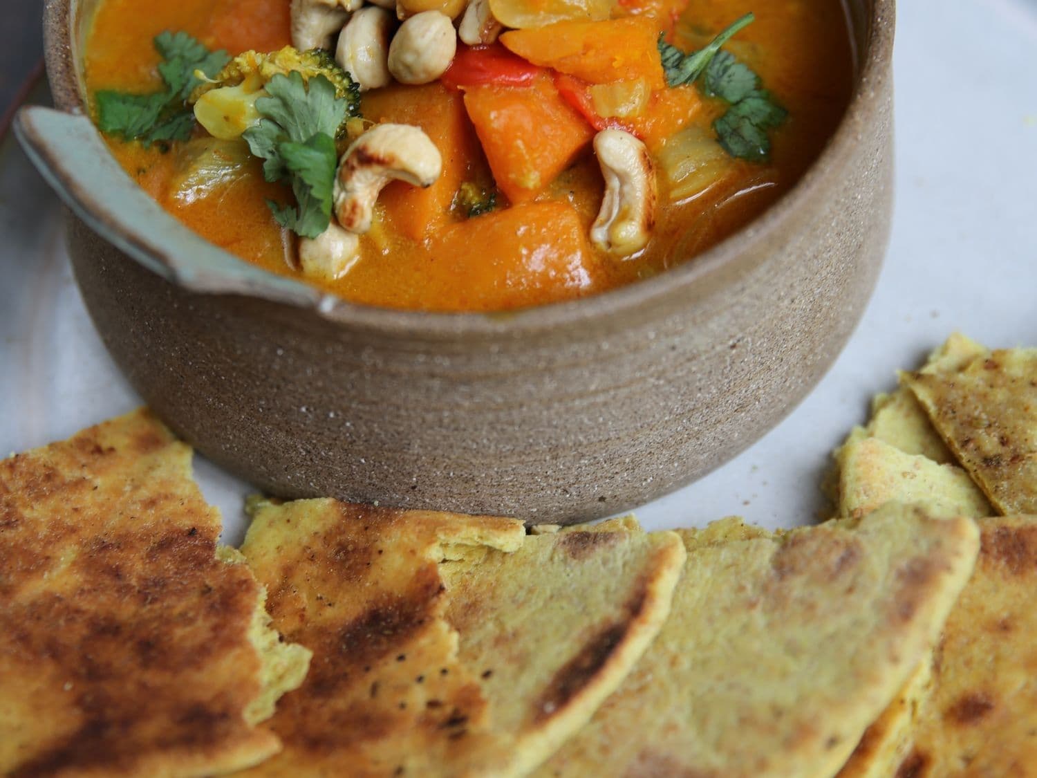 Pompoencurry met naan